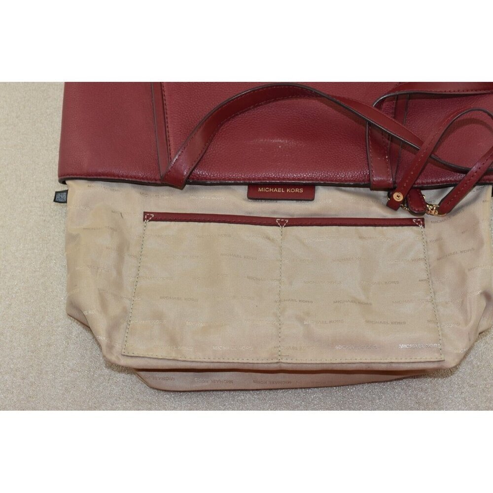 Michael Kors Womens Whitney Red Purse Leather Tote Shoulder Bag - Picture 16 of 16